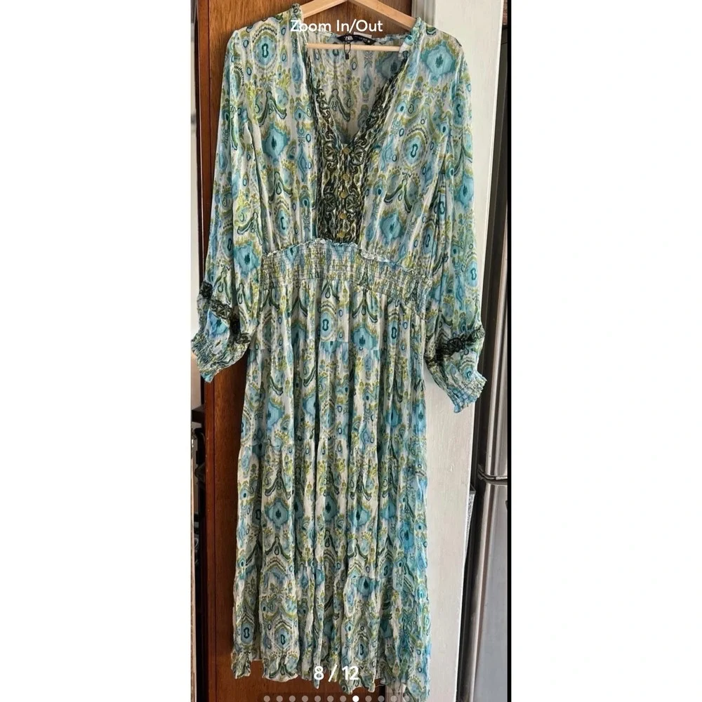 NWOT Zara Maxi Tiered‎ Flowy Dress Size XL - Picture 4 of 11